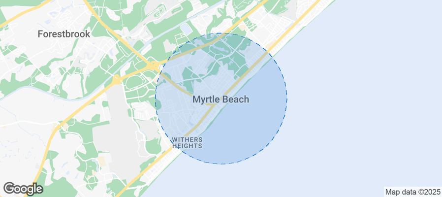 Map of Airbnb listings in Myrtle Beach