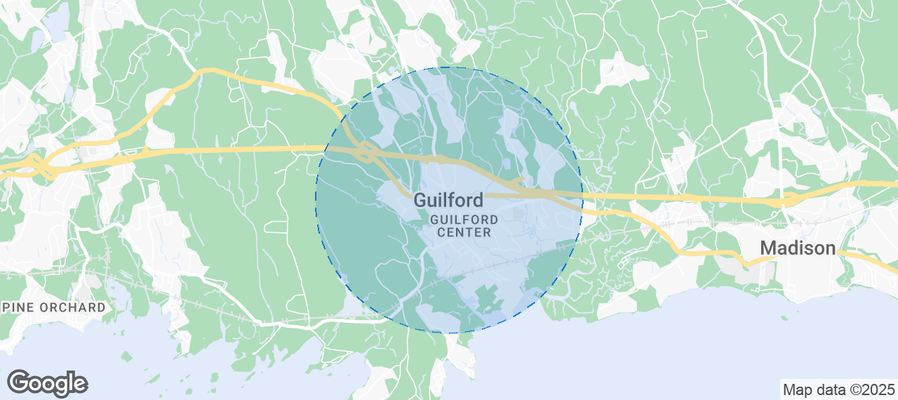Map of Airbnb listings in Guilford