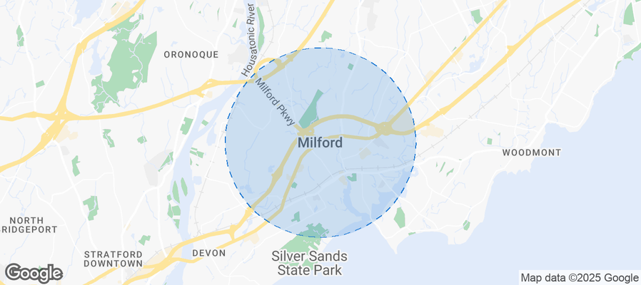 Map of Airbnb listings in Milford