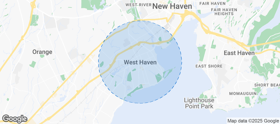 Map of Airbnb listings in West Haven