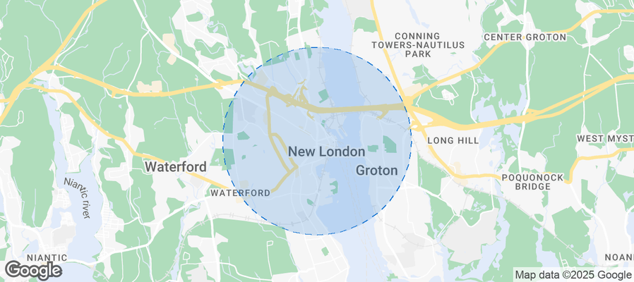 Map of Airbnb listings in New London