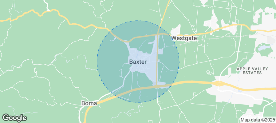 Map of Airbnb listings in Baxter