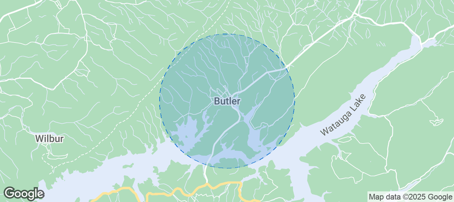 Map of Airbnb listings in Butler