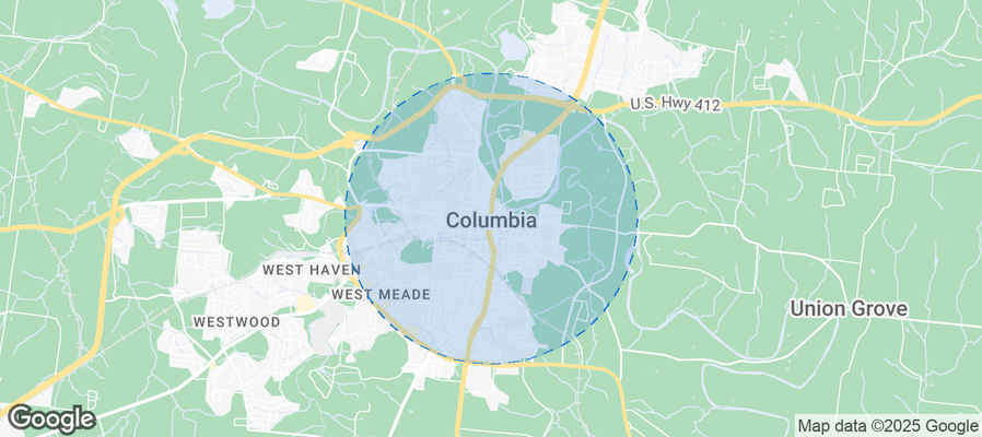 Map of Airbnb listings in Columbia
