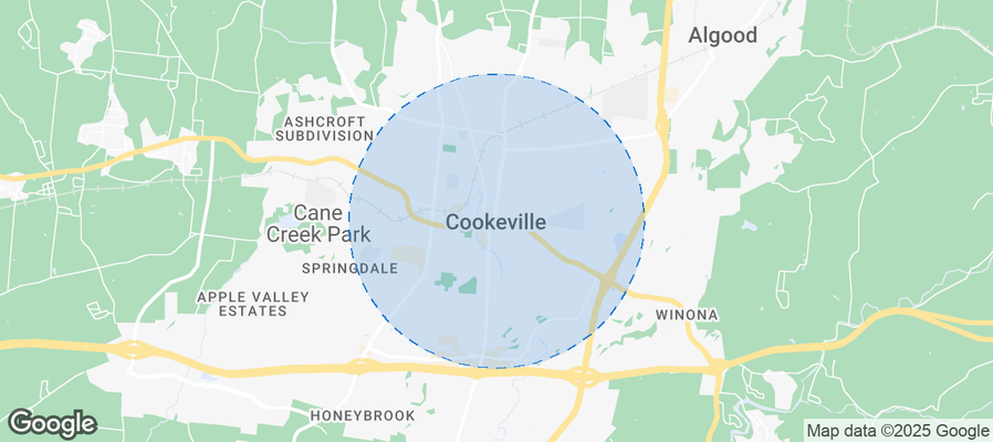 Map of Airbnb listings in Cookeville
