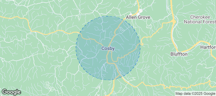 Map of Airbnb listings in Cosby