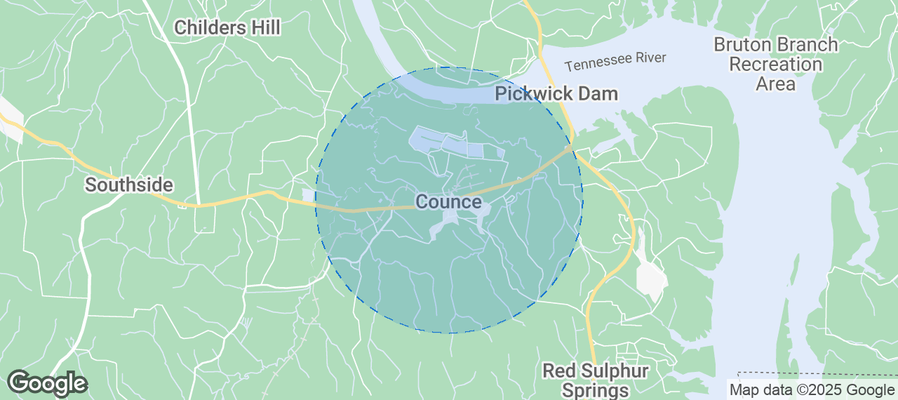 Map of Airbnb listings in Counce