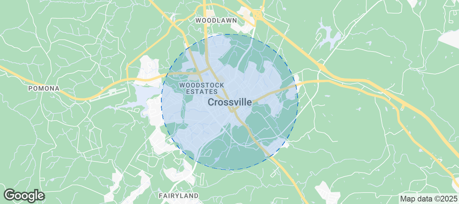 Map of Airbnb listings in Crossville