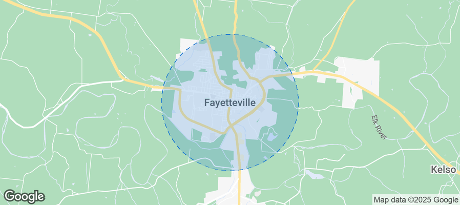 Map of Airbnb listings in Fayetteville