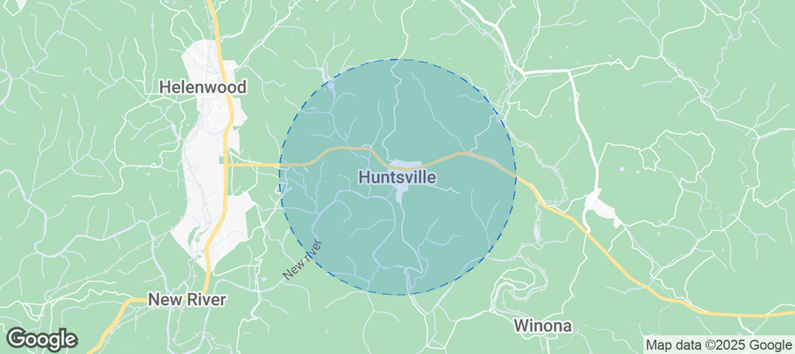 Map of Airbnb listings in Huntsville