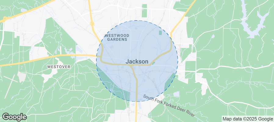 Map of Airbnb listings in Jackson