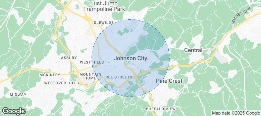 Map of Airbnb listings in Johnson City
