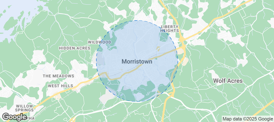 Map of Airbnb listings in Morristown