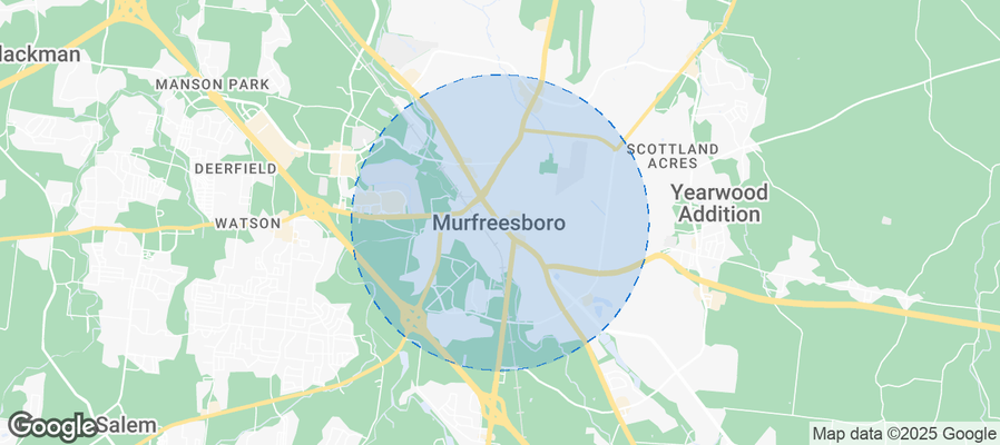 Map of Airbnb listings in Murfreesboro