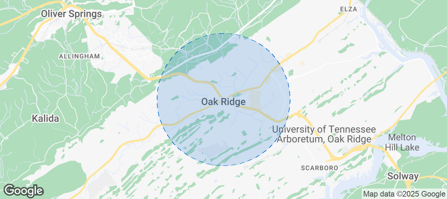 Map of Airbnb listings in Oak Ridge