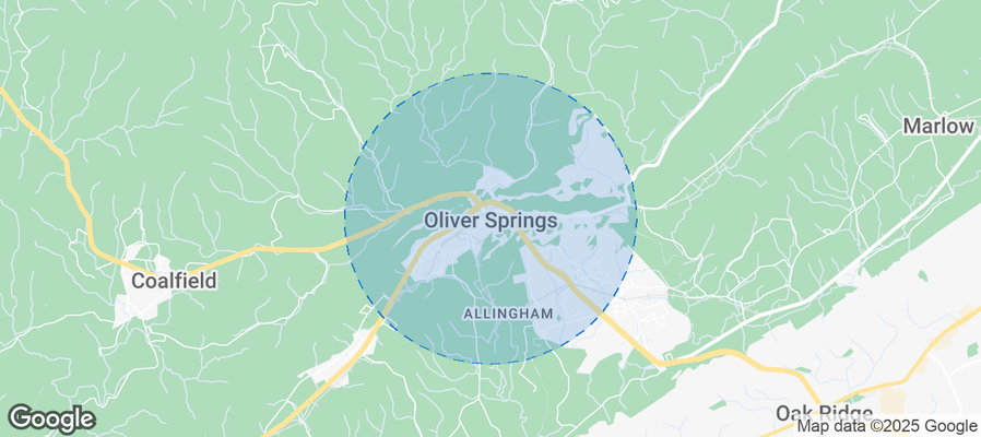 Map of Airbnb listings in Oliver Springs