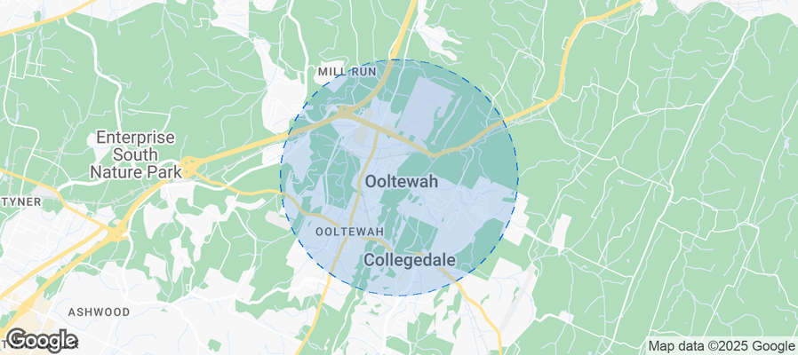 Map of Airbnb listings in Ooltewah