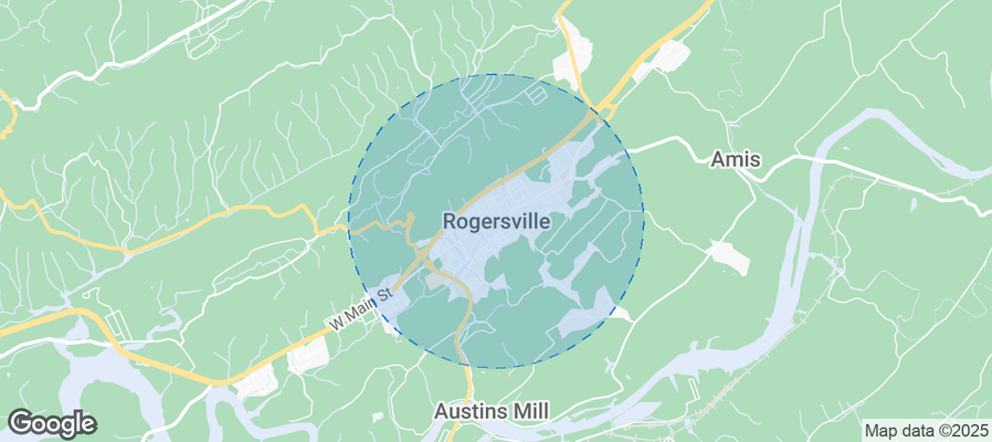 Map of Airbnb listings in Rogersville