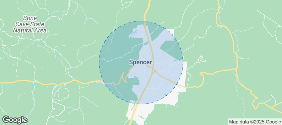 Map of Airbnb listings in Spencer