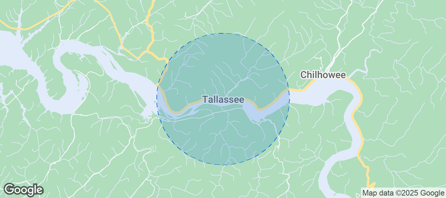 Map of Airbnb listings in Tallassee