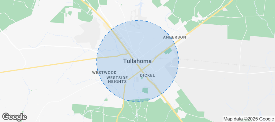 Map of Airbnb listings in Tullahoma