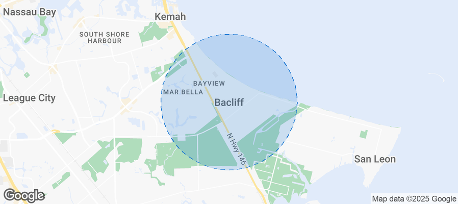Map of Airbnb listings in Bacliff