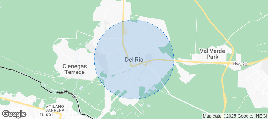 Map of Airbnb listings in Del Rio