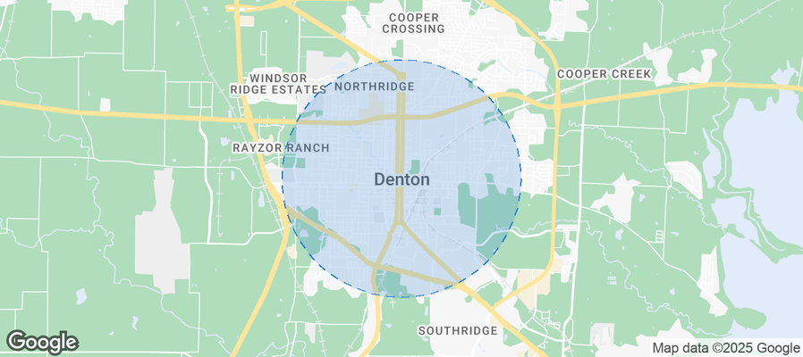 Map of Airbnb listings in Denton