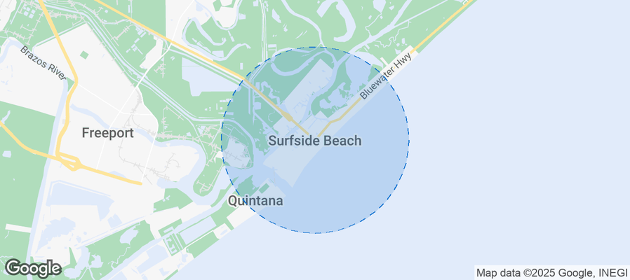 Map of Airbnb listings in Surfside Beach