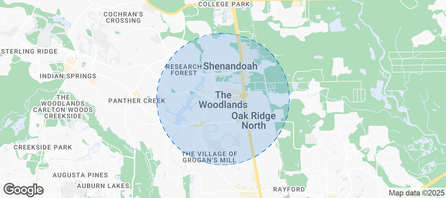 Map of Airbnb listings in The Woodlands
