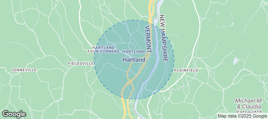 Map of Airbnb listings in Hartland