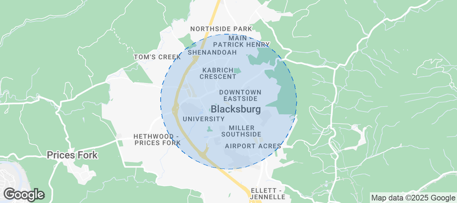Map of Airbnb listings in Blacksburg