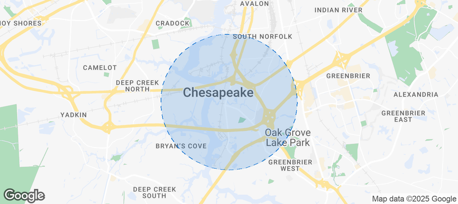 Map of Airbnb listings in Chesapeake