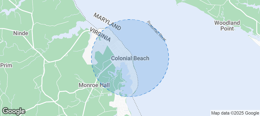 Map of Airbnb listings in Colonial Beach