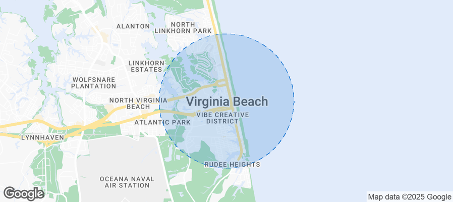 Map of Airbnb listings in Virginia Beach