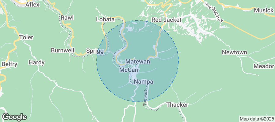 Map of Airbnb listings in Matewan