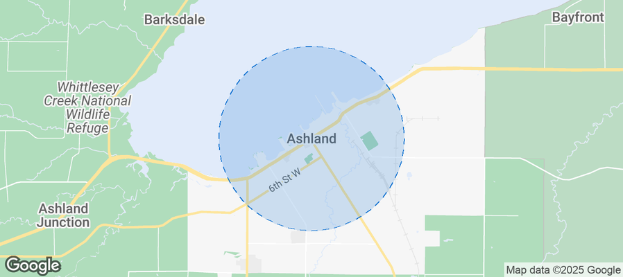Map of Airbnb listings in Ashland