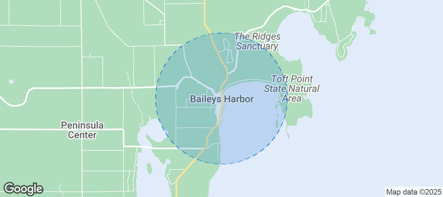 Map of Airbnb listings in Baileys Harbor