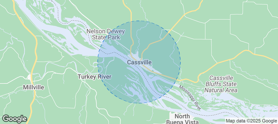 Map of Airbnb listings in Cassville