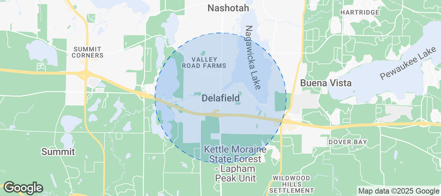 Map of Airbnb listings in Delafield