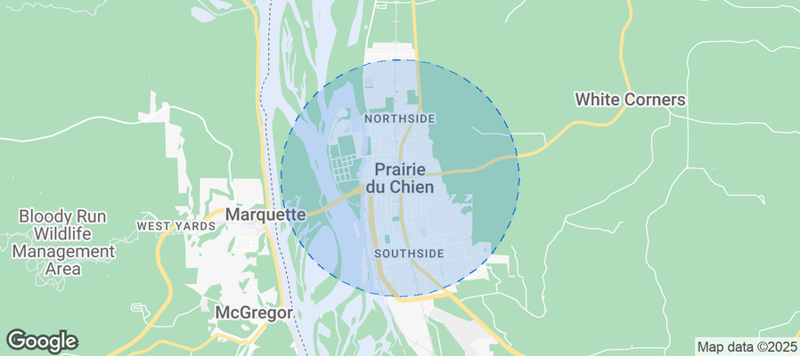 Map of Airbnb listings in Prairie du Chien