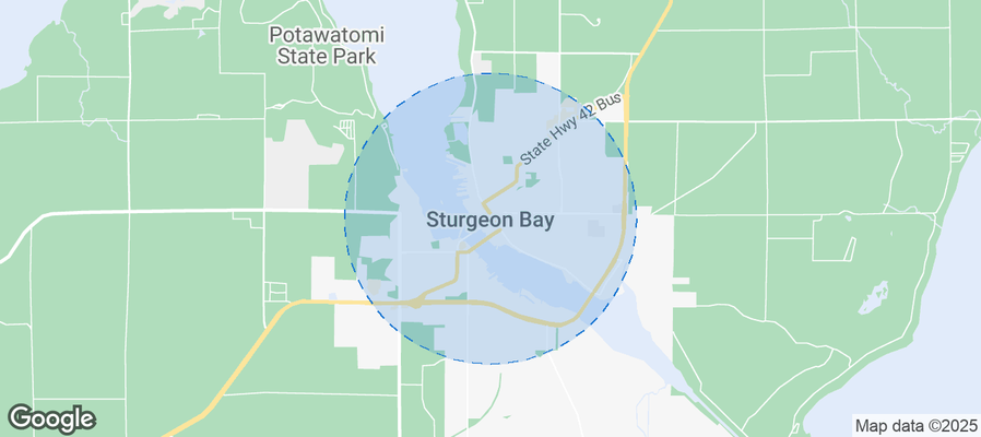 Map of Airbnb listings in Sturgeon Bay