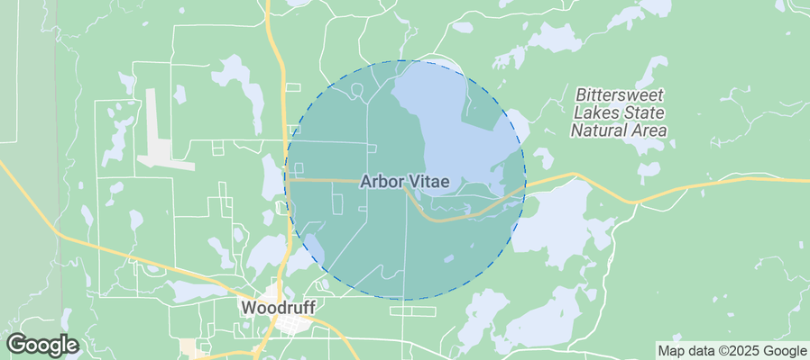 Map of Airbnb listings in Town of Arbor Vitae