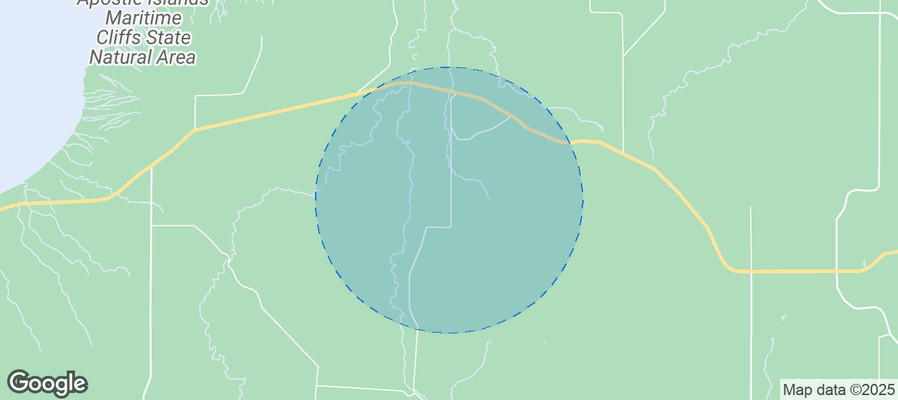 Map of Airbnb listings in Town of Bayfield