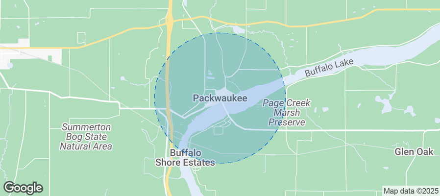 Map of Airbnb listings in Town of Packwaukee