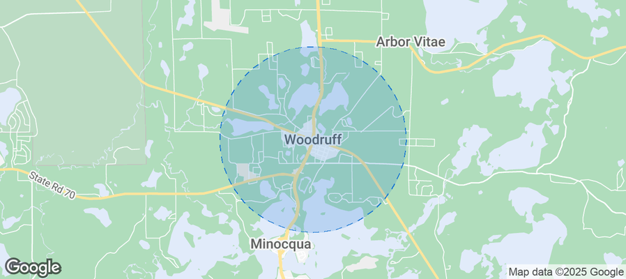 Map of Airbnb listings in Town of Woodruff