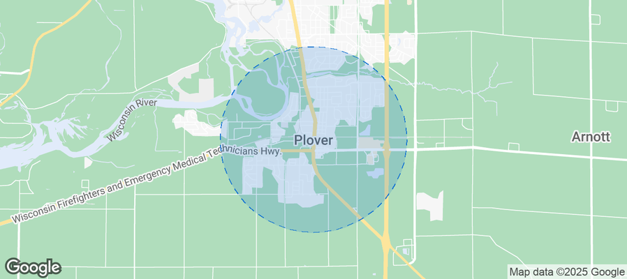 Map of Airbnb listings in Village of Plover