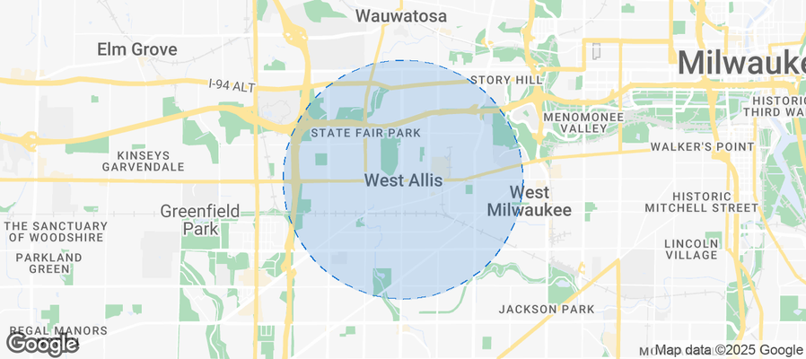 Map of Airbnb listings in West Allis