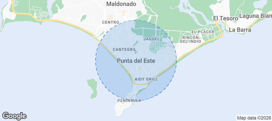 Map of Airbnb listings in Punta del Este