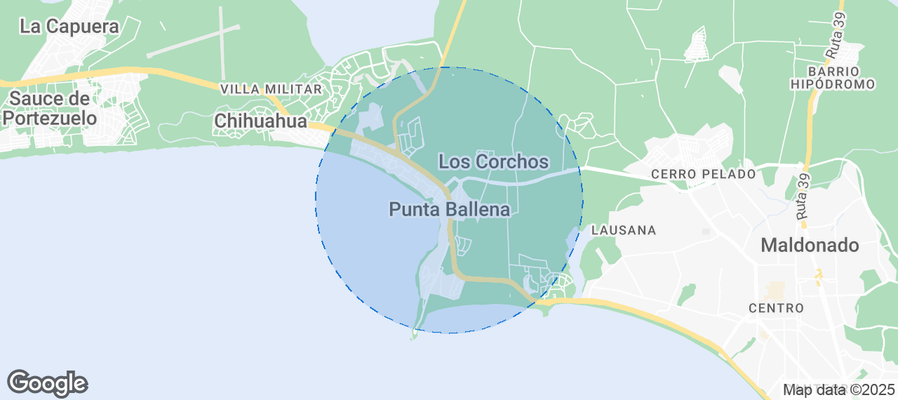 Map of Airbnb listings in Punta Ballena